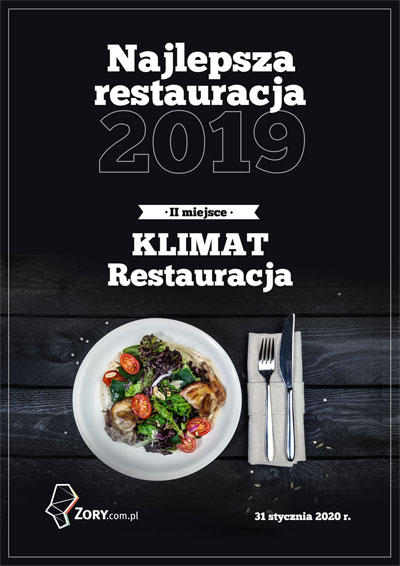 Najlepsza restauracja 2019 - II miejsce - nagroda portalu zory.com.pl